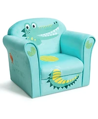 Gouun Kids Crocodile Upholstered Armrest Sofa with Velvet Cover, Ages 1-5, 20x15x17 in