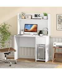 Slickblue Home Office Desk with Raised Display Shelf and 2 Open Shelves