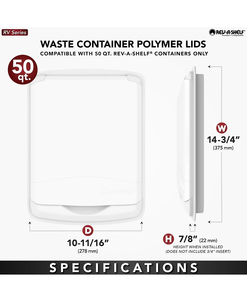 Rev-a-Shelf 50 qt. Trash Can Replacement Lid, Silver (Lid Only), Rv-50-lid-17-1-40