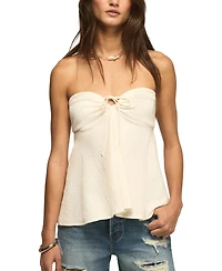 Lucky Brand Women's Sleeveless Crinkle Tie Tube Top