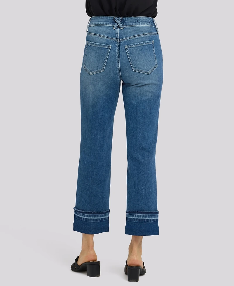 Nydj Petite Bailey Relaxed Straight Jeans with Hem Detail and Lift Tuck Technology