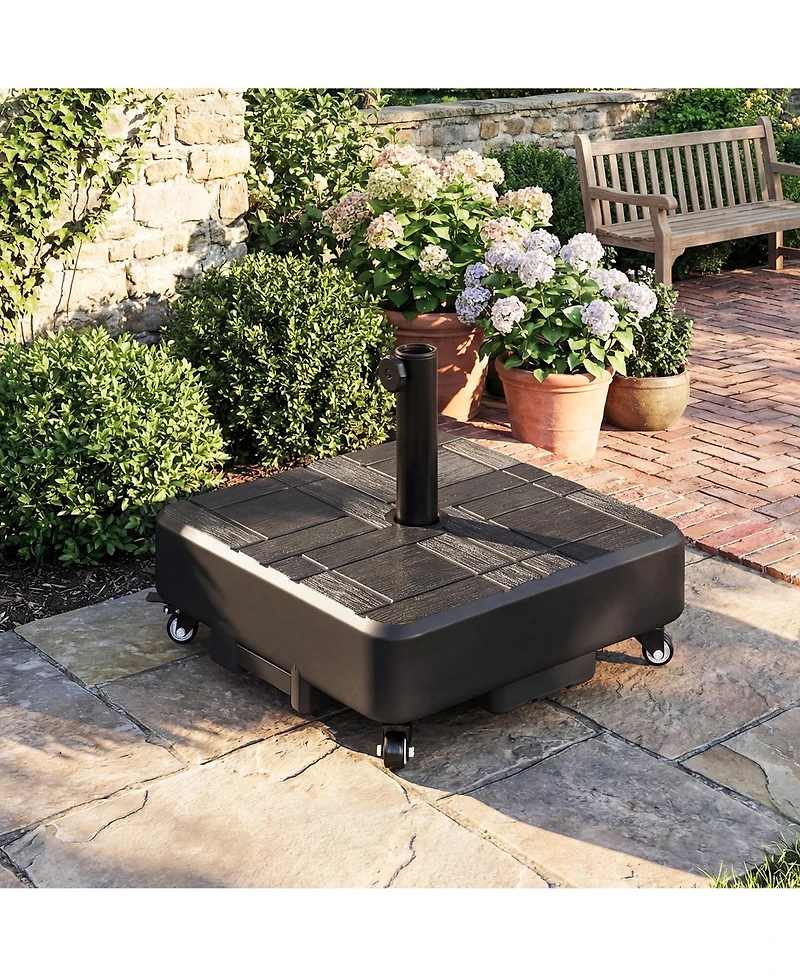 Outsunny Patio Umbrella Base with Wheels, Heavy Duty Outdoor Umbrella Sd Holder