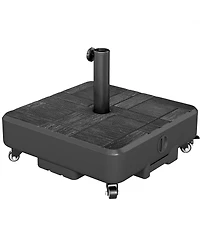 Outsunny Patio Umbrella Base with Wheels, Heavy Duty Outdoor Umbrella Sd Holder