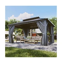 Hardtop Gazebo with Double Roof, Aluminum Frame and Steel Roof