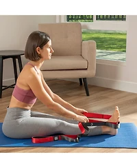 Sunny Health and Fitness Premium Yoga Stretch Strap with 8 Individual Grip Loops