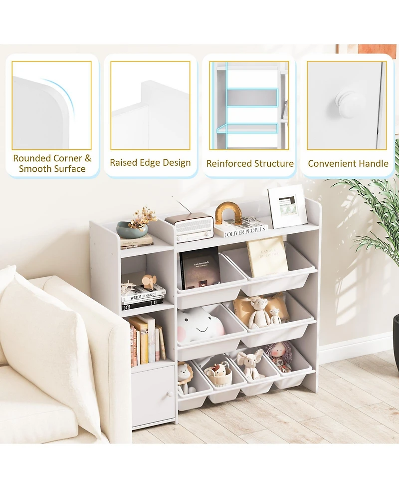 Gouun 4-Tier Kids Toy Storage Organizer Bookshelf and Toy Storage Rack with Door