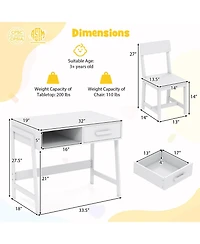 Gouun Kids Desk and Chair Set with Storage Drawer and Hutch