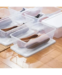 Sterilite 6 Quart Storage Box Stackable Bin with Lid, Plastic Container, 12 Pack
