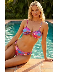 La Moda Clothing Women's Club Tropical Palm Print Bikini Set