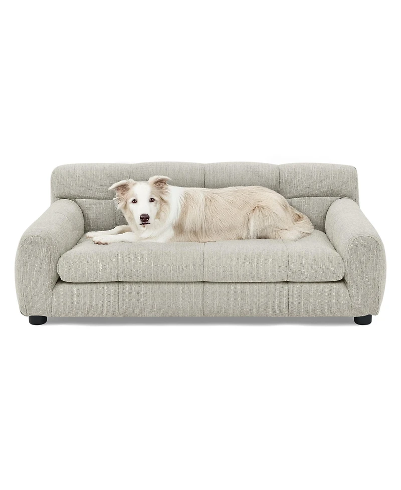 Clihome Dog Sofa Soft Pet Furniture with High Back and Armrests for Small and Medium Dogs, Dark Grey