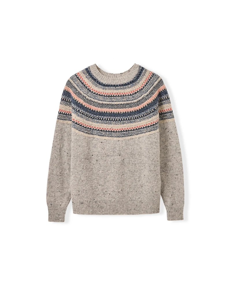 Celtic & Co. Women's Stitchy Stripe Yoke Sweater