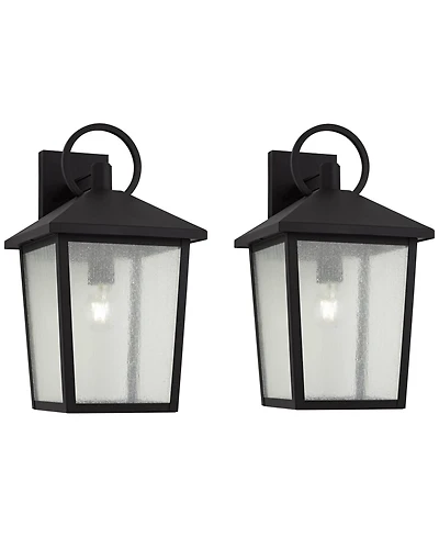 John Timberland Westmont 18"H Sand Black Outdoor Wall Light Set of 2