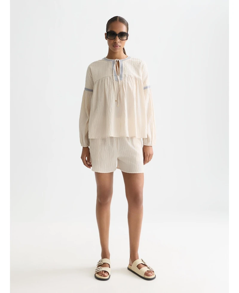 Scotch & Soda Women's and Embroidered Cotton Crepe Shorts