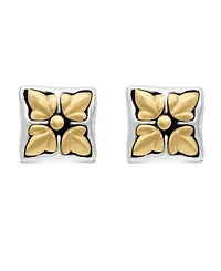 Devata Maple Leaf Stud Earrings in Sterling Silver and 18K Gold Accents