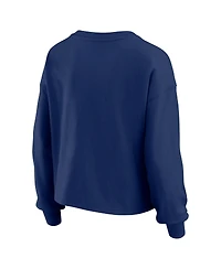 Wear by Erin Andrews Women's Navy Boston Red Sox Heavy Rugby Jersey Cropped Long Sleeve T-Shirt Shorts Lounge Set