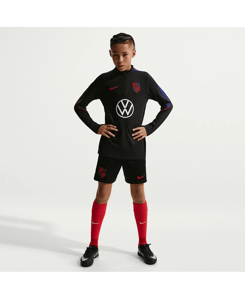 Nike Big Boys and Girls Black Usmnt 2026 Strike Dri-fit Long Sleeve Quarter-Zip Drill Top