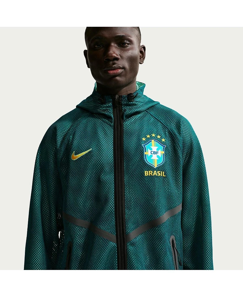Nike Men's Green Brazil National Team 2026 Anthem Mesh Dri-fit Full-Zip Hooded Jacket