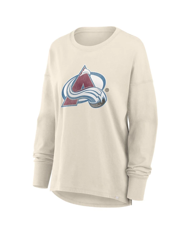 Fanatics Women's Cream Colorado Avalanche Distressed Logo Long Sleeve T-Shirt