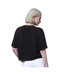 Starter Women's Black Atlanta Braves Holy Grail Boxy Cropped T-Shirt