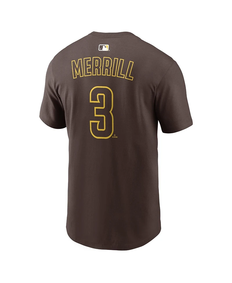 Nike Men's Jackson Merrill Brown San Diego Padres Home Name Number T-Shirt