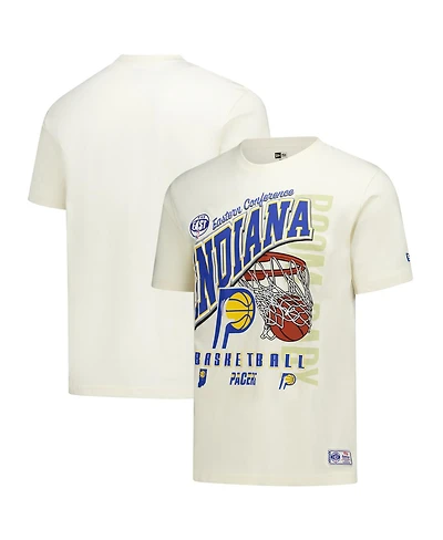 New Era Men's Cream Indiana Pacers Oversized City Edition Remix Vintage T-Shirt