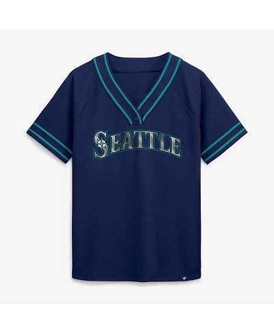 Fanatics Women's Navy Seattle Mariners Diva Race Ahead Raglan V-Neck T-Shirt