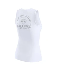 Wear by Erin Andrews Women's White New York Knicks Rib-Knit Henley Tank Top
