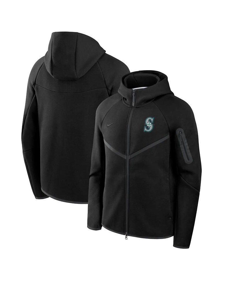 Nike Men's Black Seattle Mariners Tech Fleece Raglan Full-Zip Windrunner Hoodie