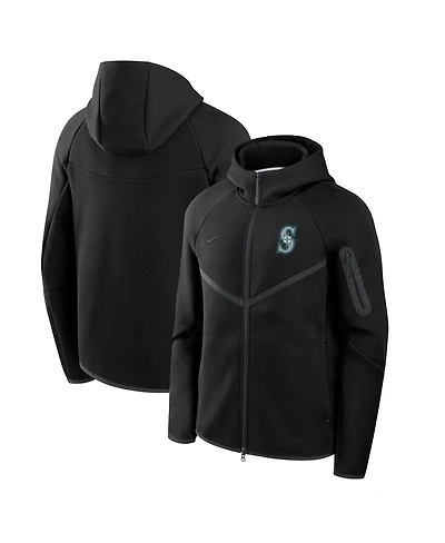 Nike Men's Black Seattle Mariners Tech Fleece Raglan Full-Zip Windrunner Hoodie