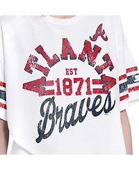 Starter Women's White Atlanta Braves Cropped Hurry Up Offense T-Shirt