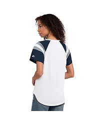 Starter Women's White New York Yankees Game On Notch Neck Raglan T-Shirt