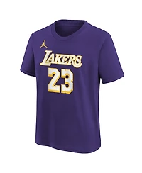 Jordan Big Boys and Girls LeBron James Purple Los Angeles Lakers Statement Edition Name & Number T-Shirt