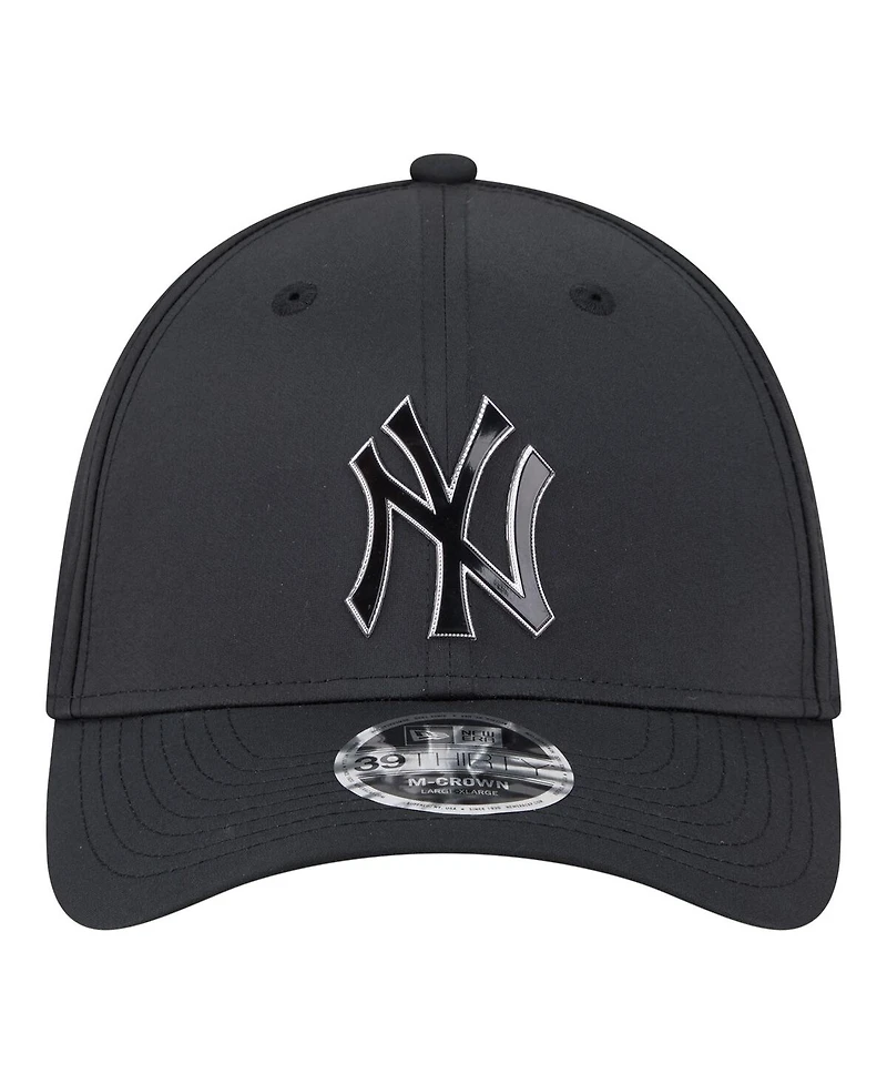 New Era Men's Black York Yankees Metallic 39THIRTY M-Crown Flex Hat