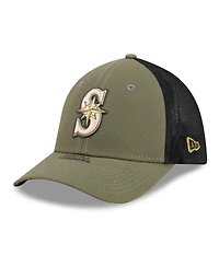 New Era Men's Olive Seattle Mariners 2026 Armed Forces Day 39THIRTY M-Crown Flex Hat