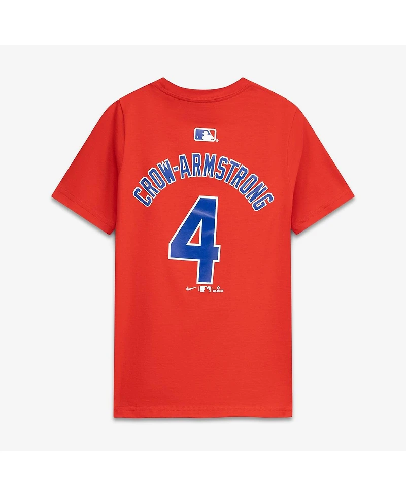 Nike Big Boys and Girls Pete Crow-Armstrong Red Chicago Cubs Name Number T-Shirt