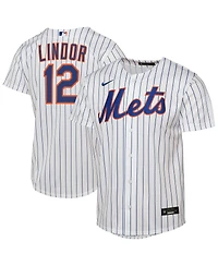 Nike Big Boys and Girls Francisco Lindor White New York Mets Home Replica Player Jersey