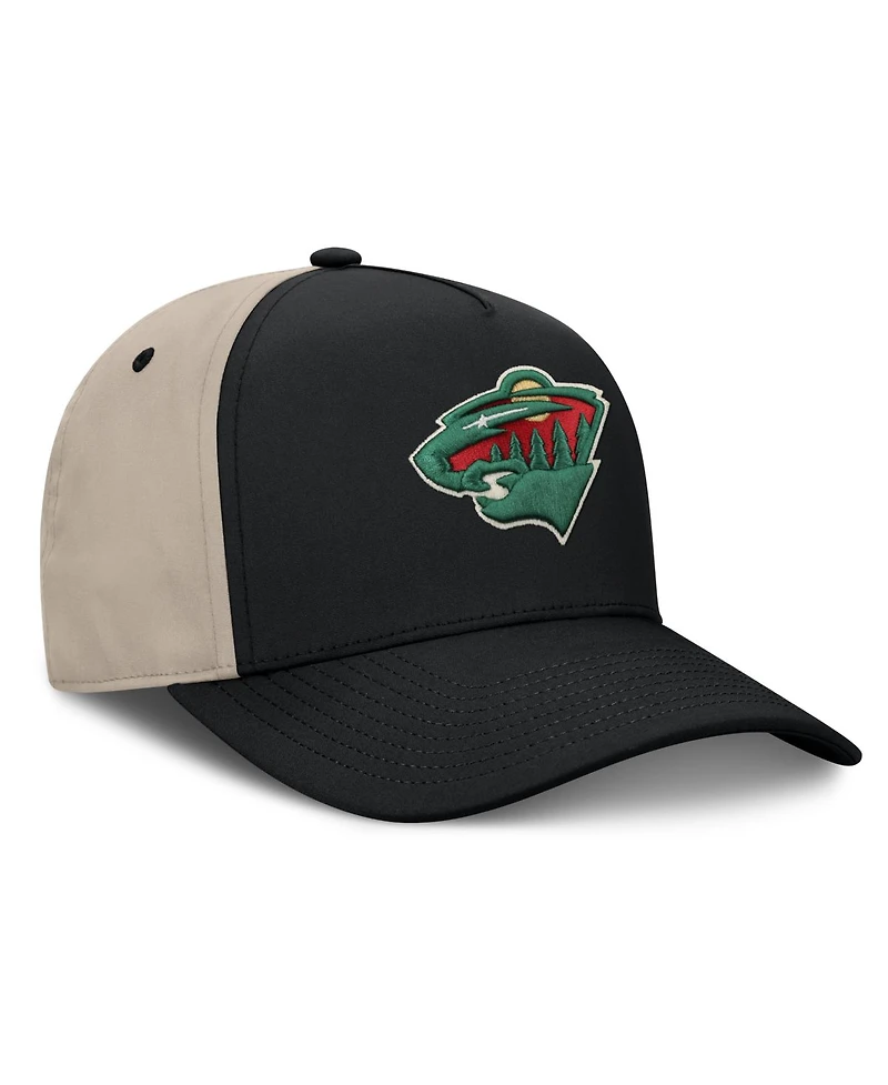 Fanatics Men's Black/Tan Minnesota Wild 2026 Stanley Cup Playoffs Locker Room Adjustable Hat