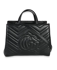 Pre-Owned Gucci Black Matelasse Calfskin Small Marmont Top Handle Tote