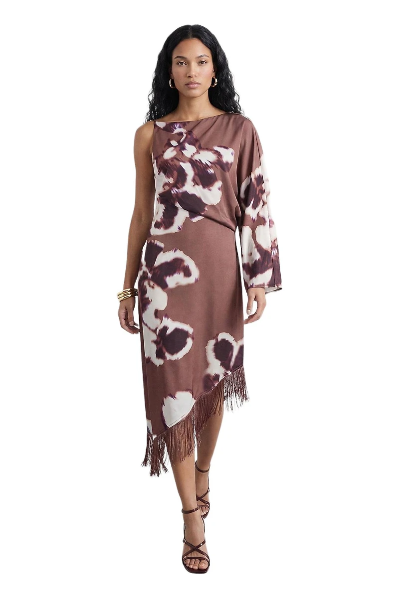 Warehouse Women's One Shoulder Satin Midi Dress