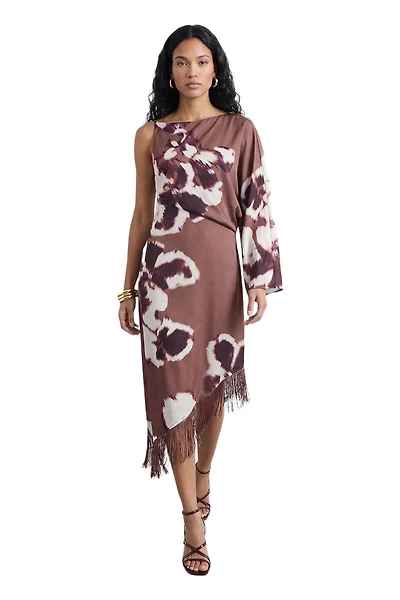 Warehouse Women's One Shoulder Satin Midi Dress