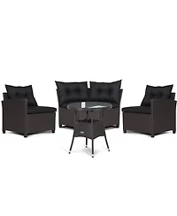 Slickblue Outdoor Rattan Sofa Set 4 Piece with Cushions and Glass Table