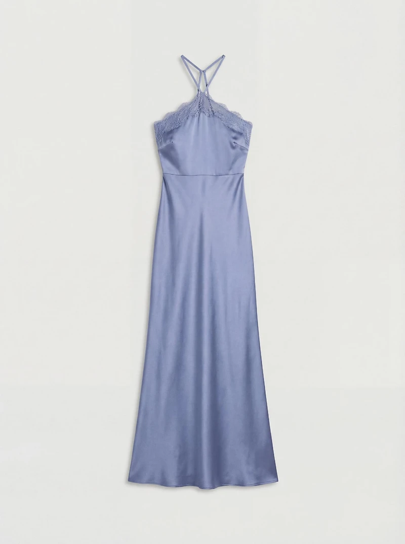 Oasis Women's Halter Satin Maxi Bridesmaid Dress