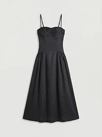 Warehouse Women's Dropped Waist Ruched Bust Midi Dress