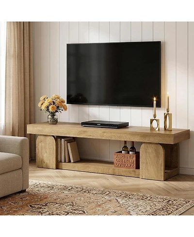 Tribesigns Tv Stand for Tvs up to Farmhouse Entertainment Center with Open Storage Shelf, Wood TV Media Console Television Stand