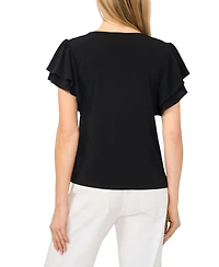 CeCe Women's Flutter-Sleeve V-Neck Blouse
