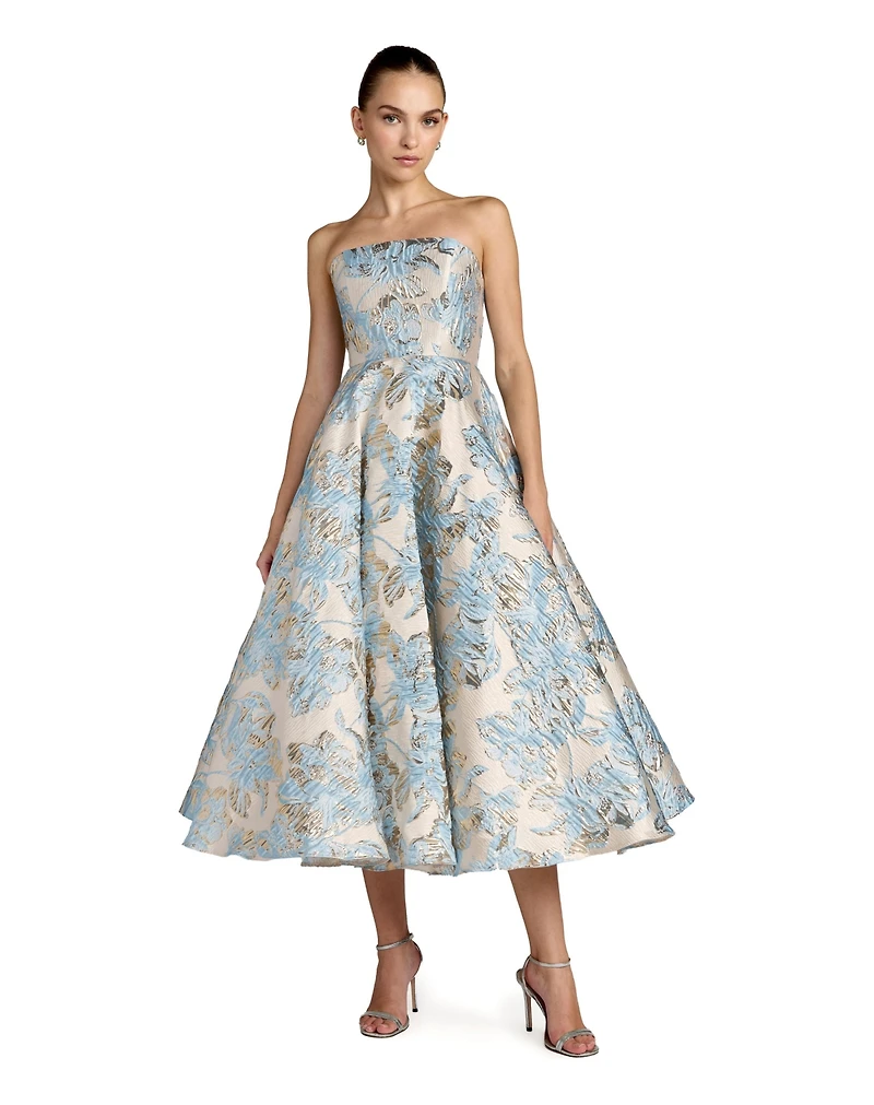 Mac Duggal Women's Strapless Brocade A-line Midi Dress With Pockets