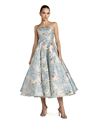 Mac Duggal Women's Strapless Brocade A-line Midi Dress With Pockets