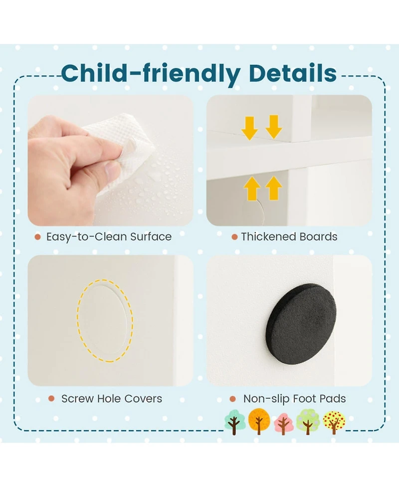 Gouun 9-Cube Kids Bookcase with Storage Cubbies and Anti-Toppling Devices