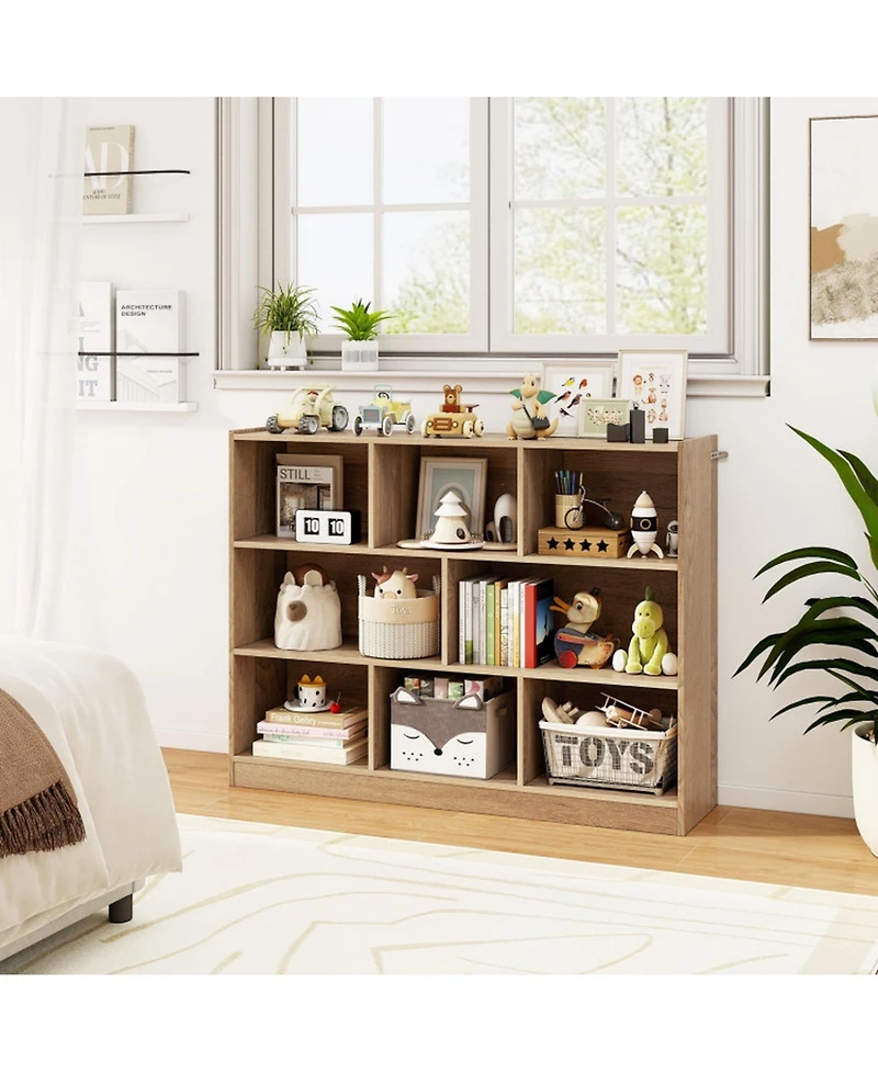 Gouun 8-Cube Open Bookcase with Raised Edge Top