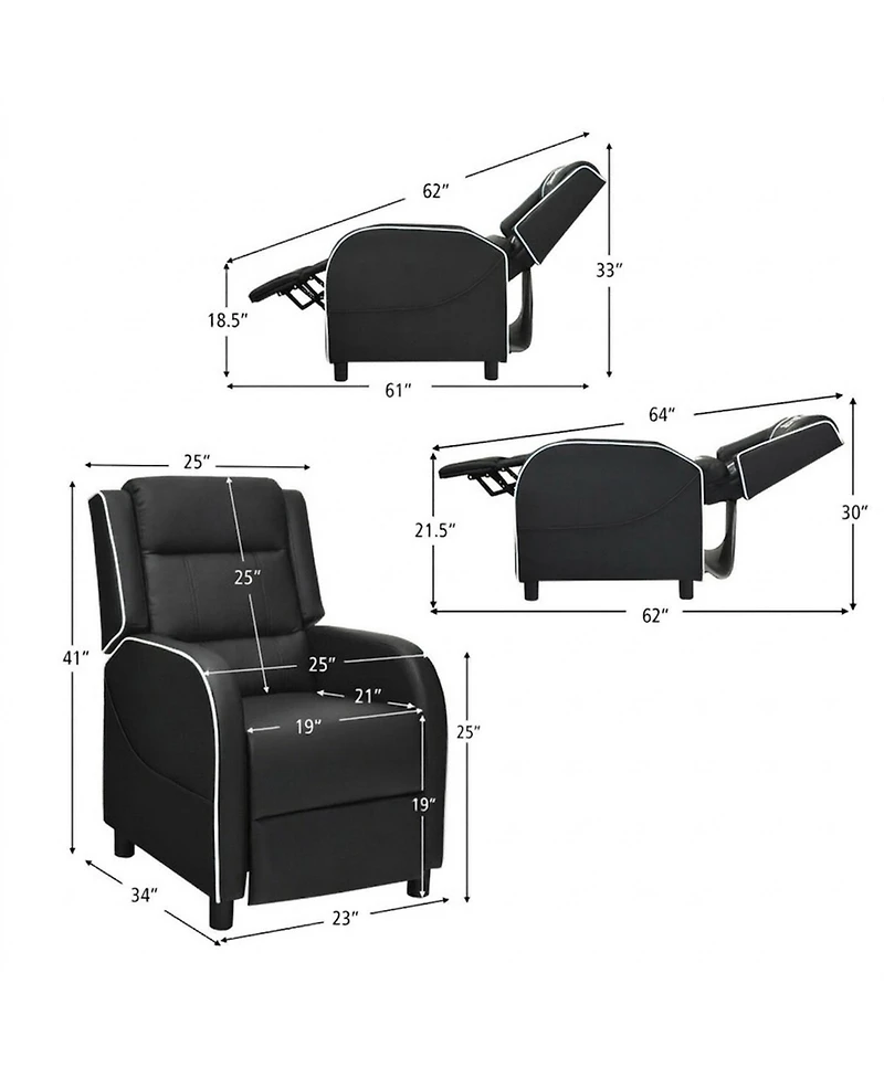 Gouun Massage Gaming Recliner with Retractable Footrest and Lumbar Support